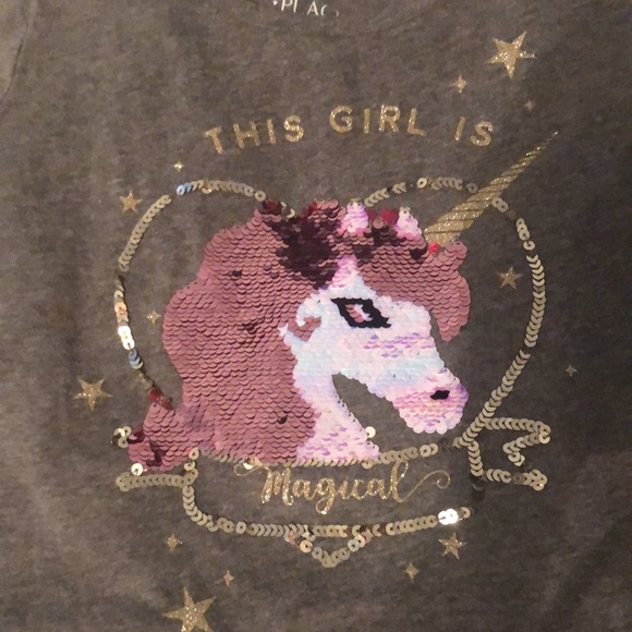 Girls long sleeve flippy unicorn shirt - Picture 2 of 4